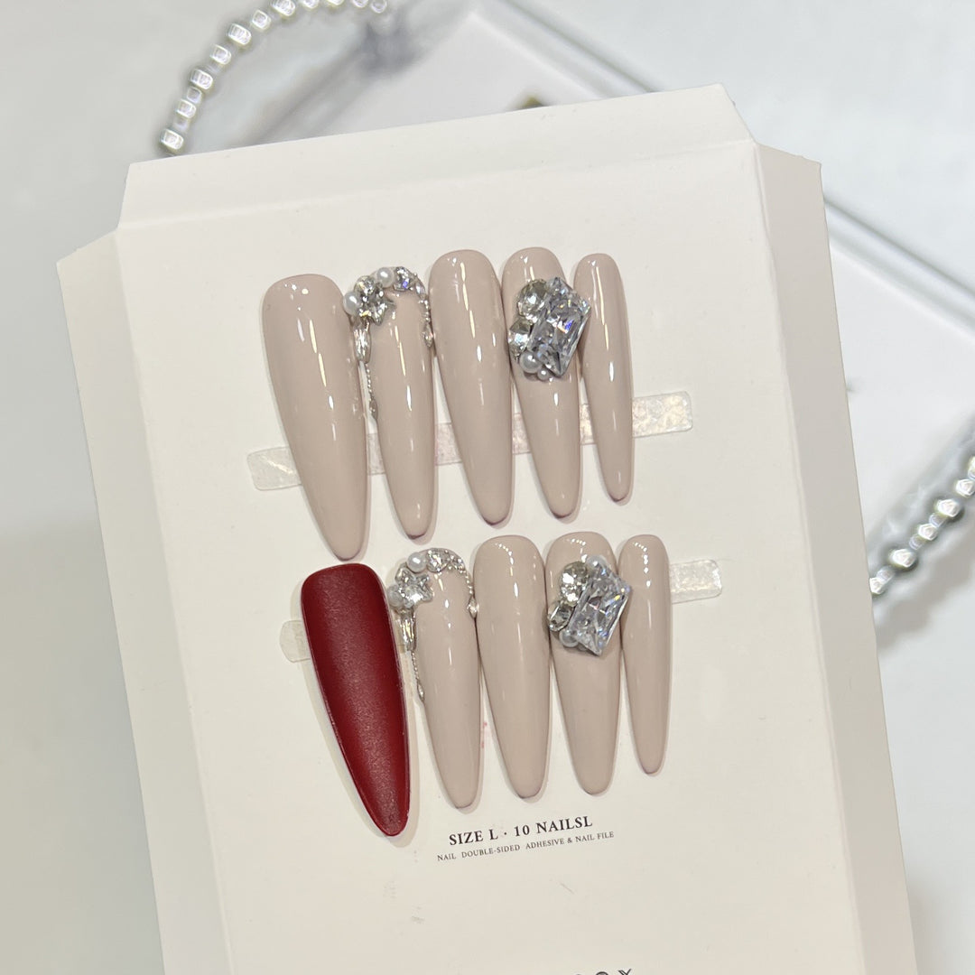 Rhinestone-Embellished Stiletto Nail Art Set Stornfield