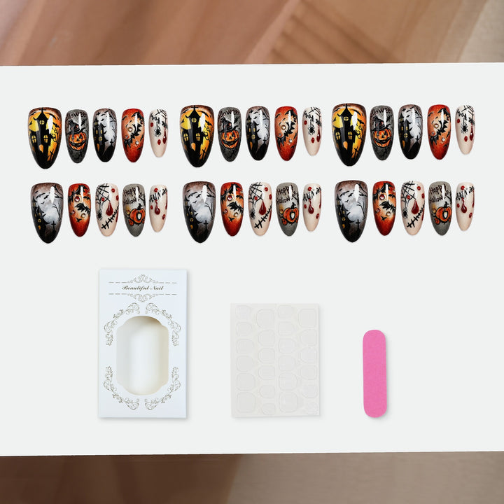Creative Acrylic Nail Set with Halloween Motifs Stornfield