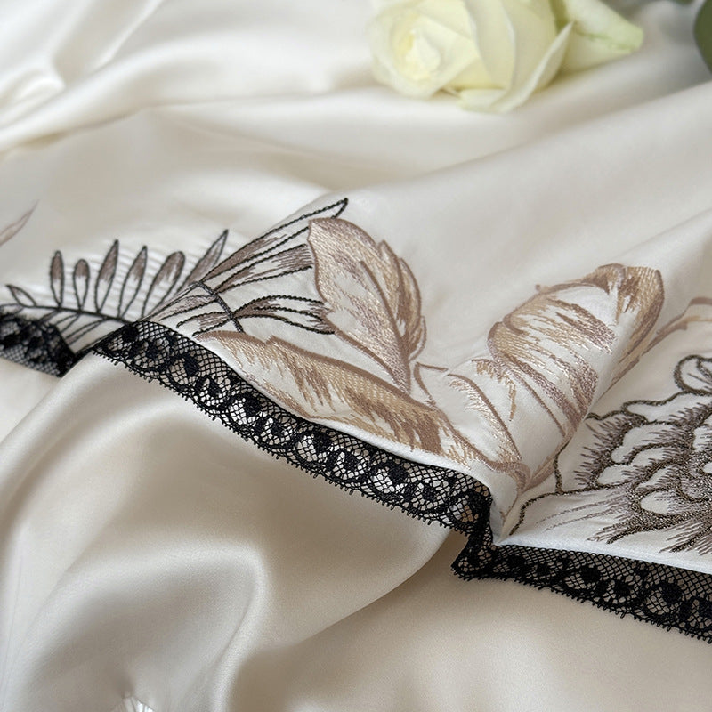 Luxury Embroidered Ruffled Cotton Sateen Duvet Cover Set