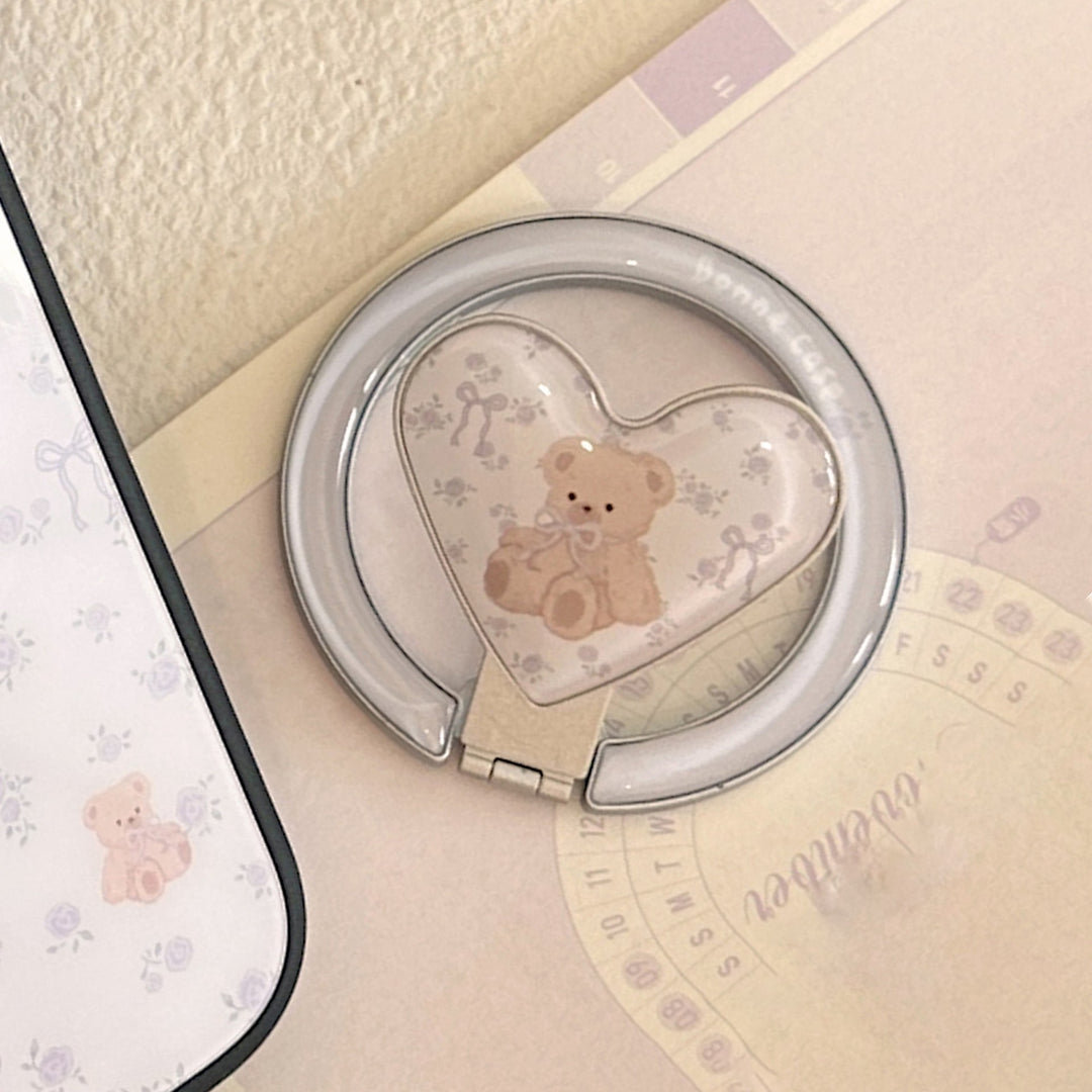 Heart-shaped smartphone holder with cute bear design Stornfield
