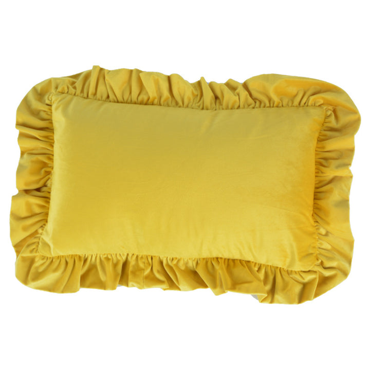Plush Velvet Ruffled Rectangular Pillow Sham with Hidden Zipper