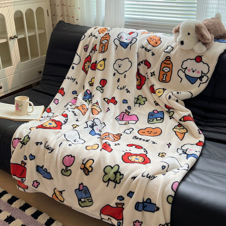 Cozy Plush Cartoon Dog-Themed Throw Blanket