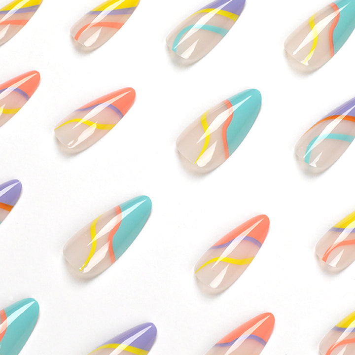 Artificial nail extensions with stylish gradient colors and modern designs Stornfield