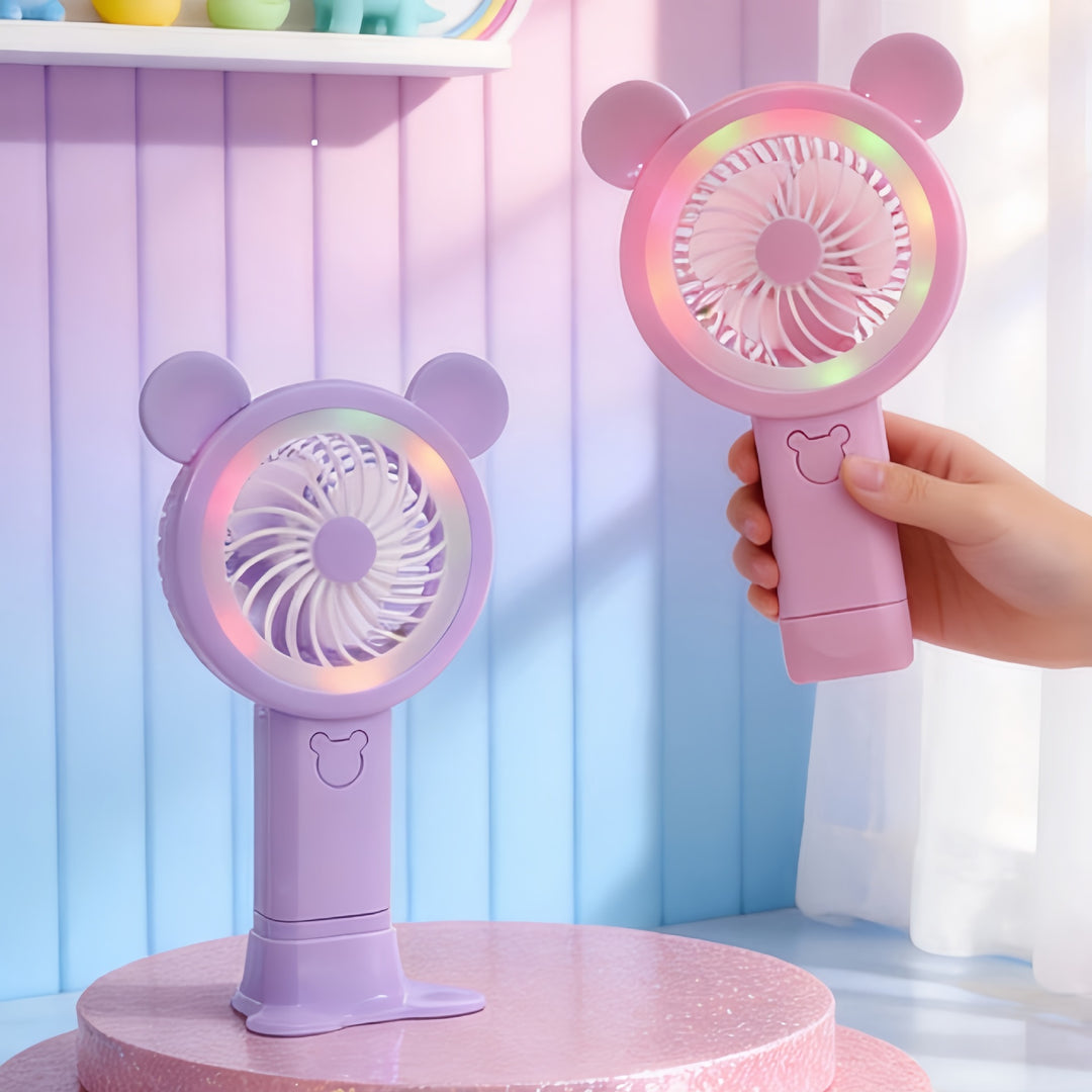Women's Portable Hand Fan in Cheerful Bear Design Stornfield