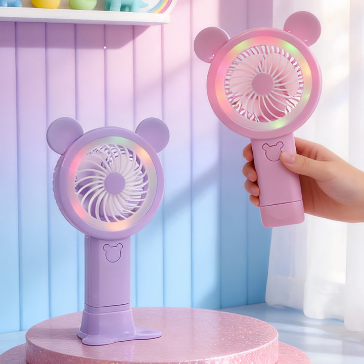 Women's Portable Hand Fan in Cheerful Bear Design Stornfield