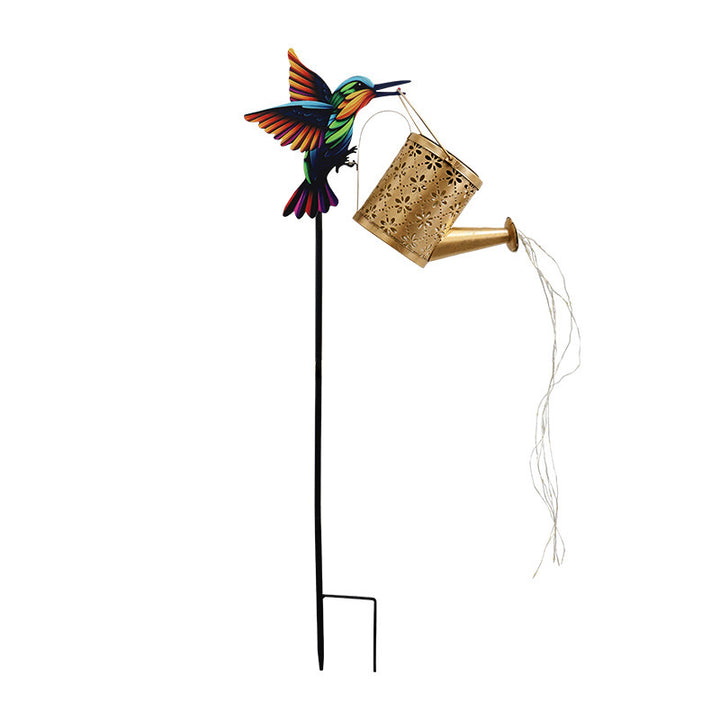 Decorative Hummingbird Solar Garden Stake With Hanging Lantern Stornfield