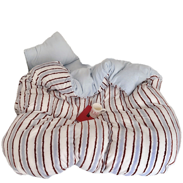 Plush Reversible Striped Cozy Duvet Comforter & Pillow Sham Set