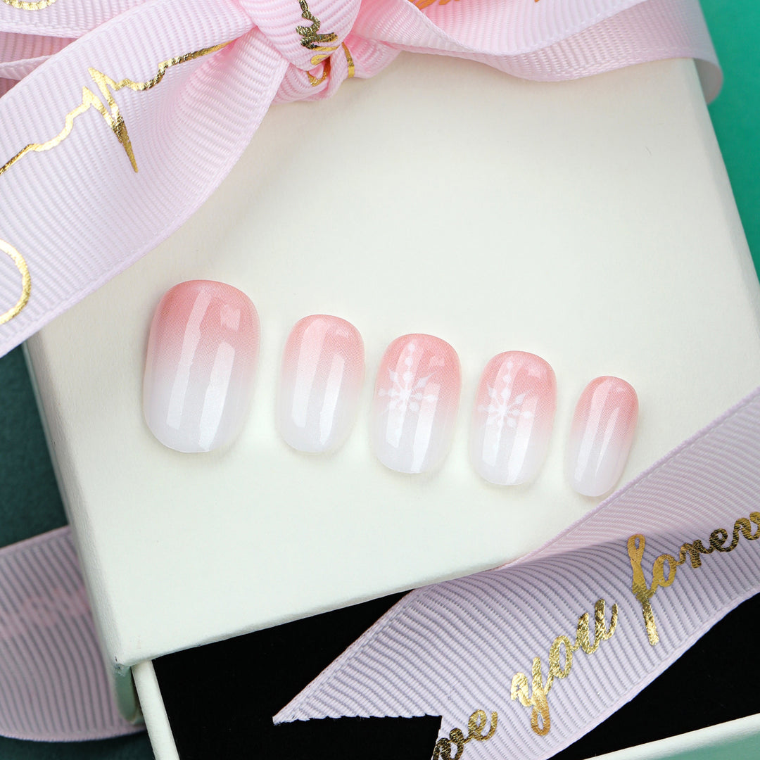 Artful Nail Extensions with Glitter and Snowflake Design Stornfield