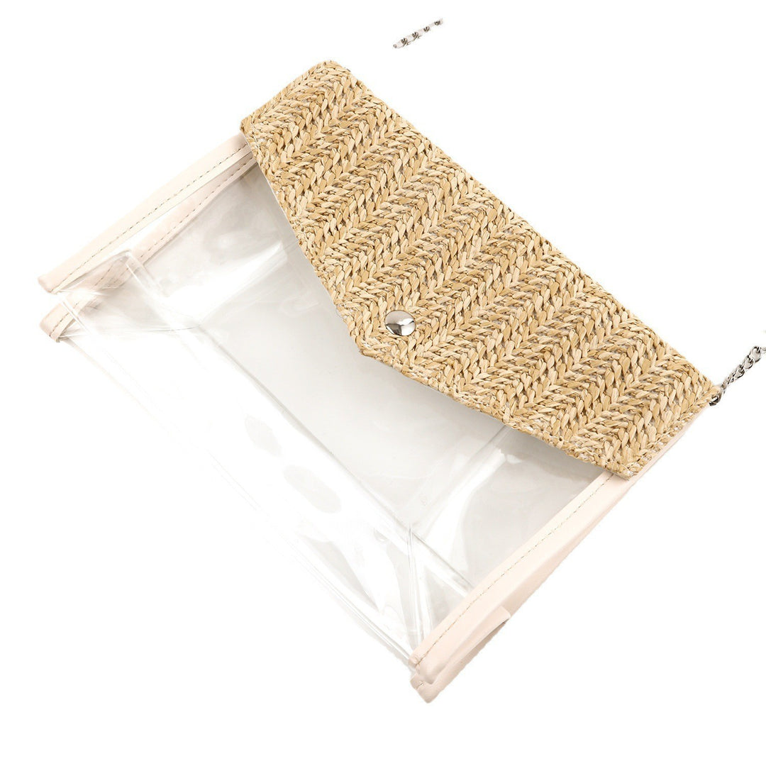 Elegant and Stylish Shoulder Bag Made of Spacious Transparent Material with Woven Lid Stornfield