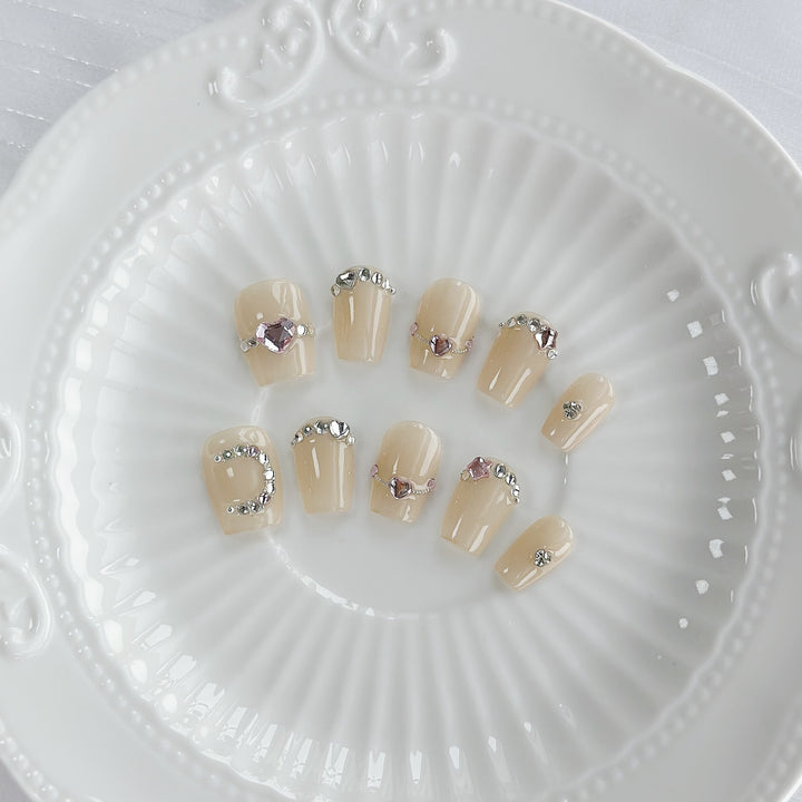 Decorative Crystal-Embellished Press-On Nails