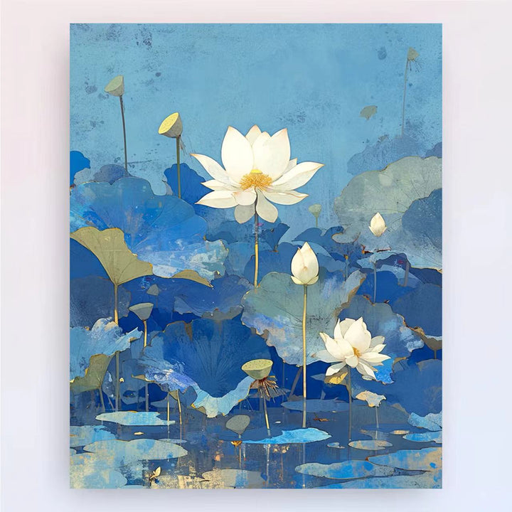 Contemporary Lotus Floral Canvas Art Print Stornfield