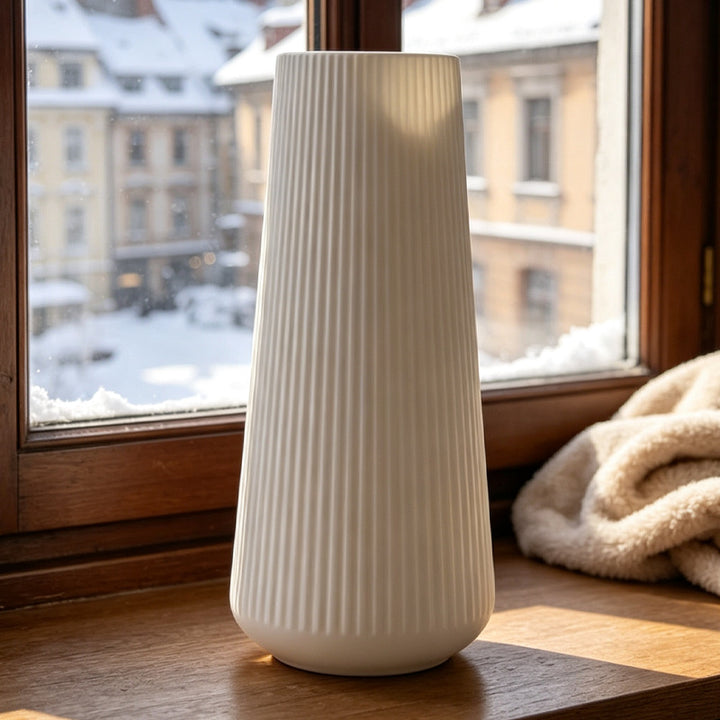 Modern Vertical Ribbed Ceramic Vase Stornfeild