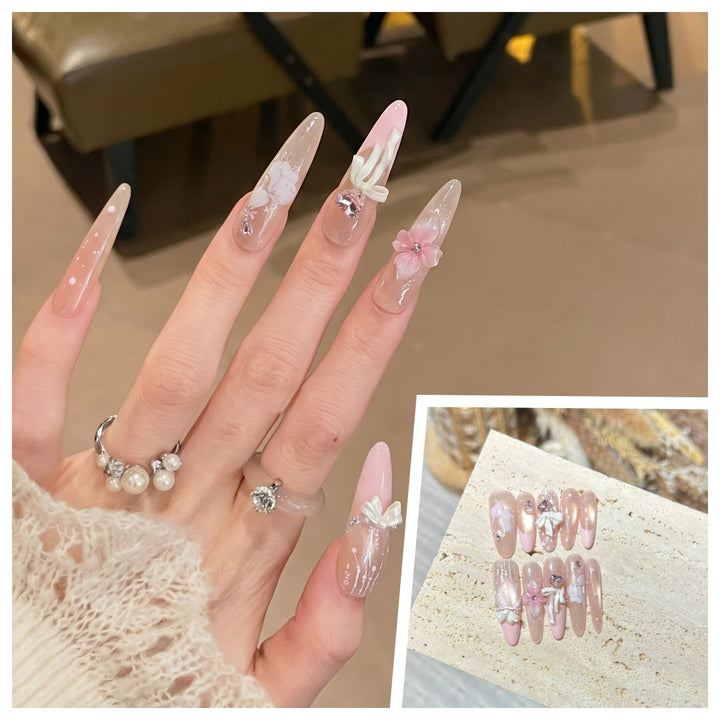 Artistic Stiletto Press-On Nail Set with Charming Patterns Stornfield