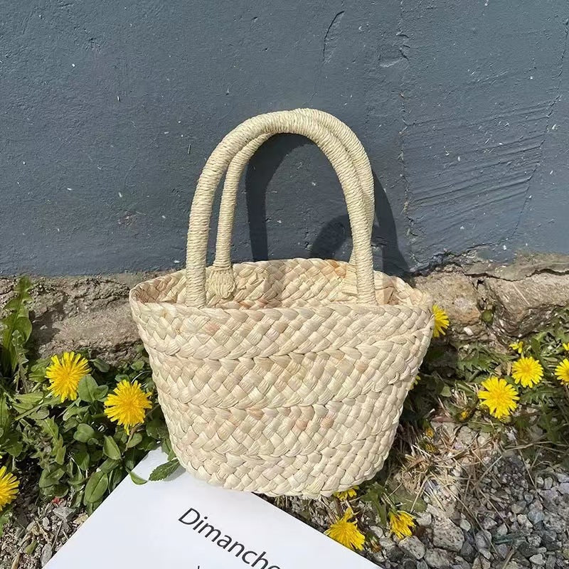 Handcrafted basket bag with double handles Stornfield