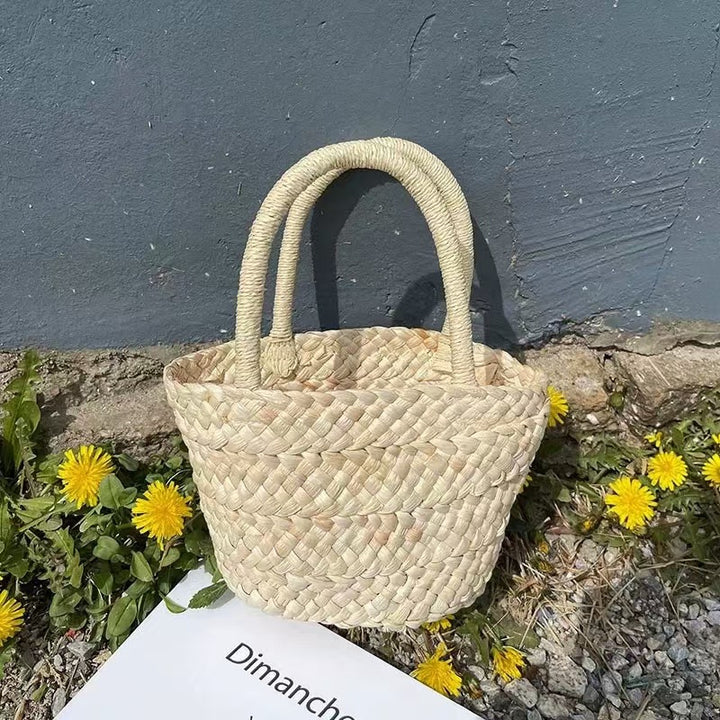 Handcrafted basket bag with double handles Stornfield