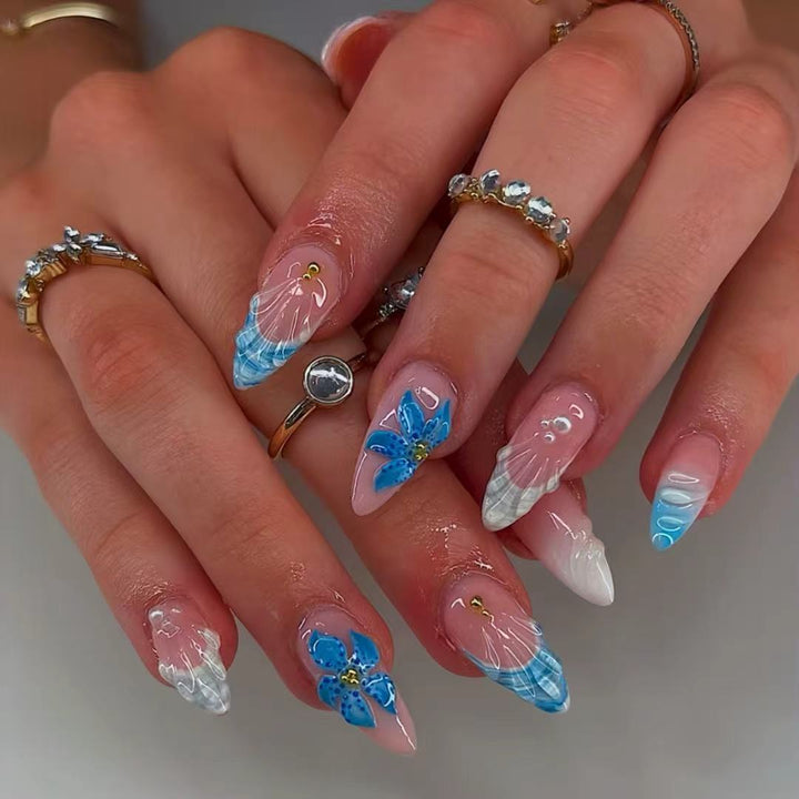 Artistic Ocean-Themed Nail Art Extensions Stornfield