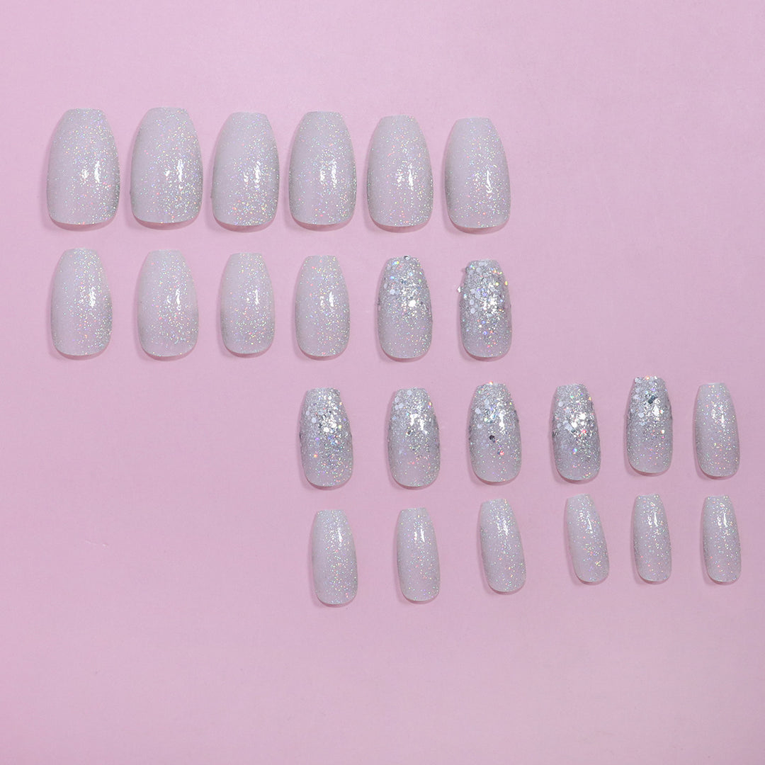 Glitter-Dusted Long Stiletto Press-On Nails Stornfield