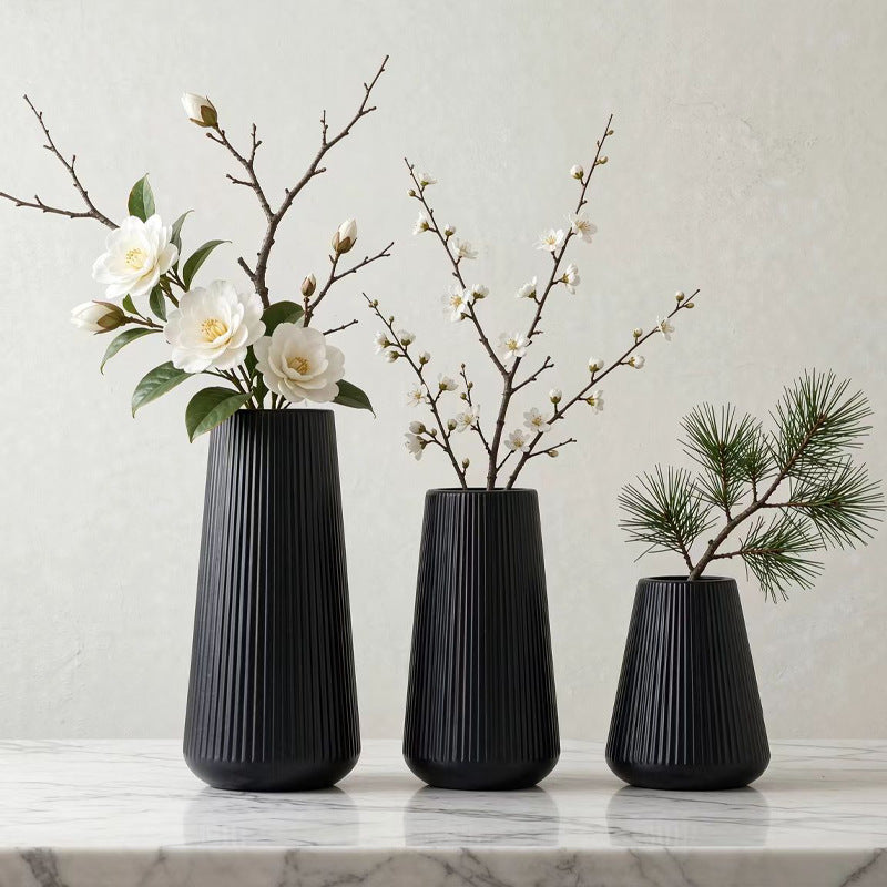 Modern Vertical Ribbed Ceramic Vase Stornfeild