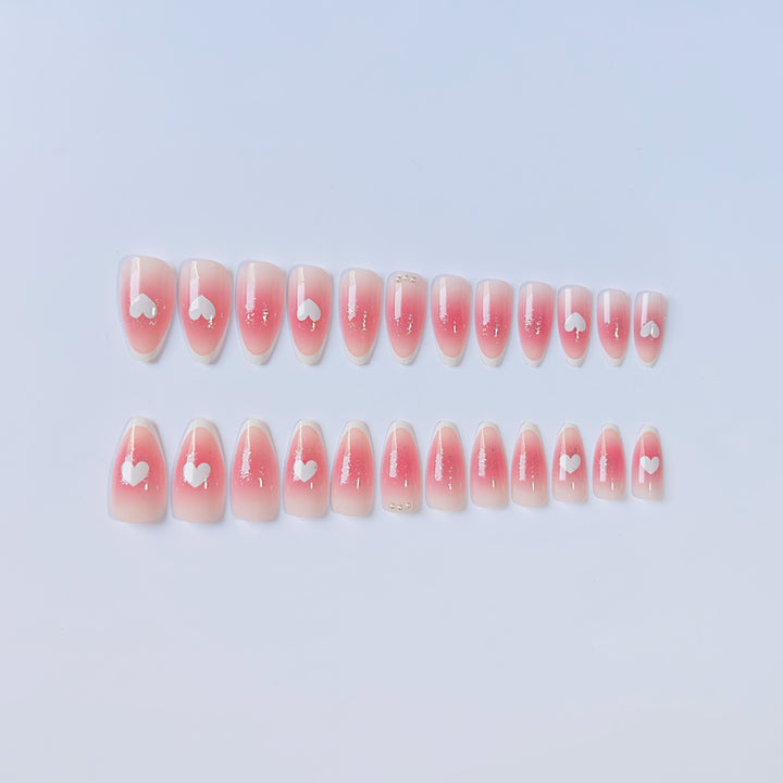 Heart-Patterned Acrylic Nail Art Set