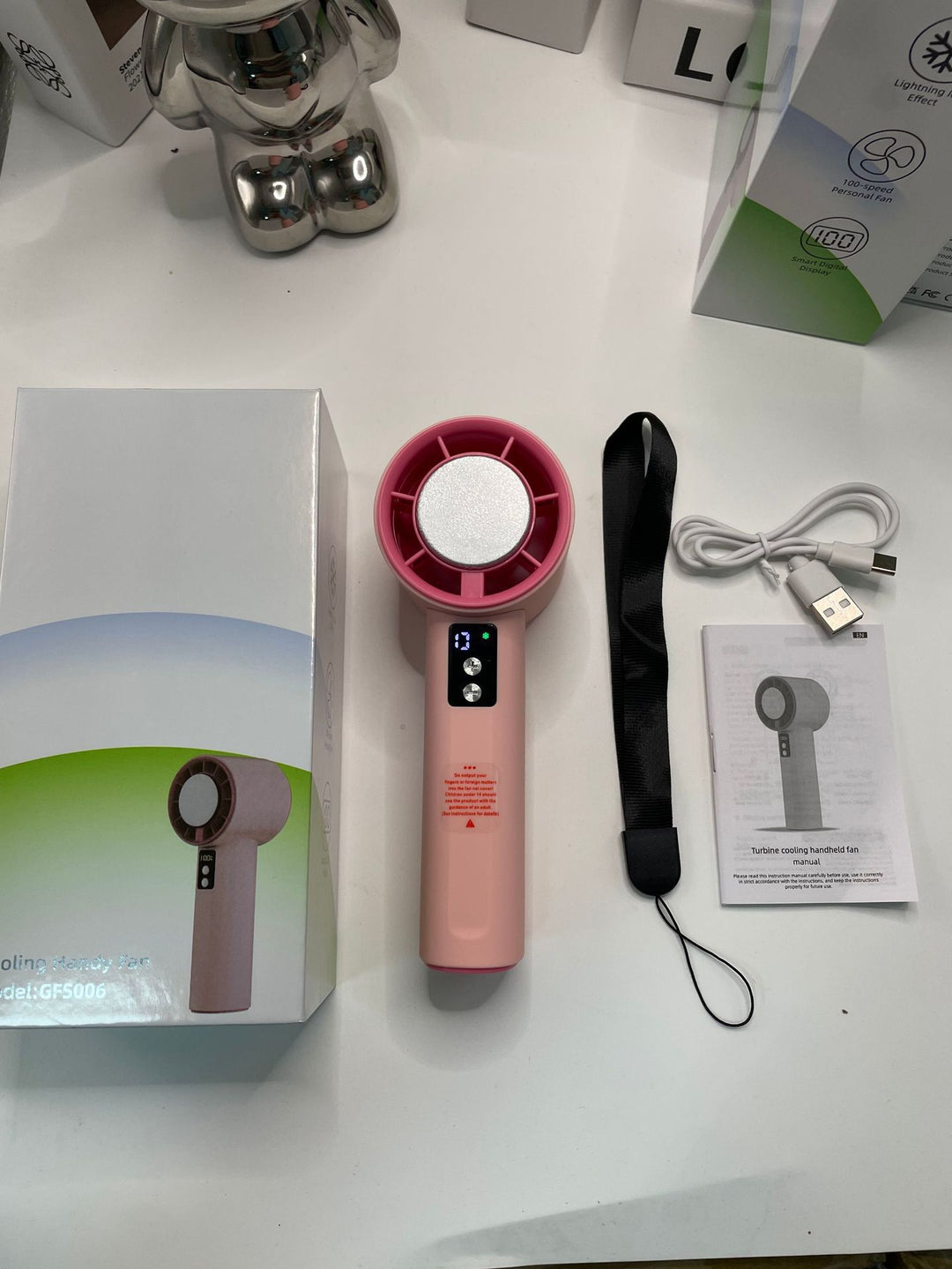 Women's Portable Turbo Hand Fan with Digital Control Stornfield