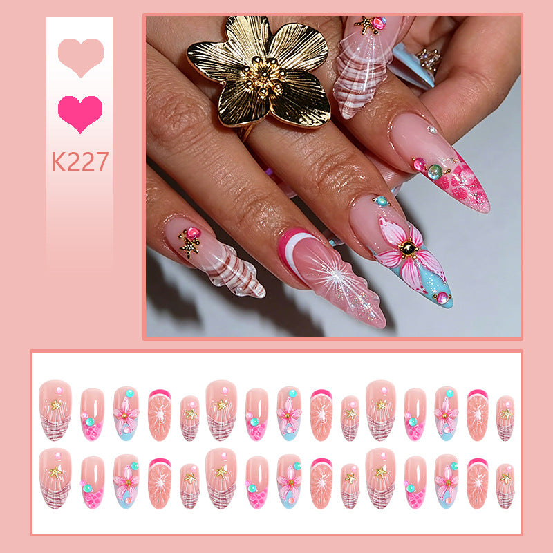 Art nail set with colorful blooming 3D applications Stornfield