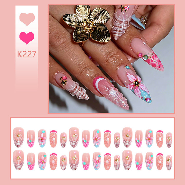 Art nail set with colorful blooming 3D applications Stornfield