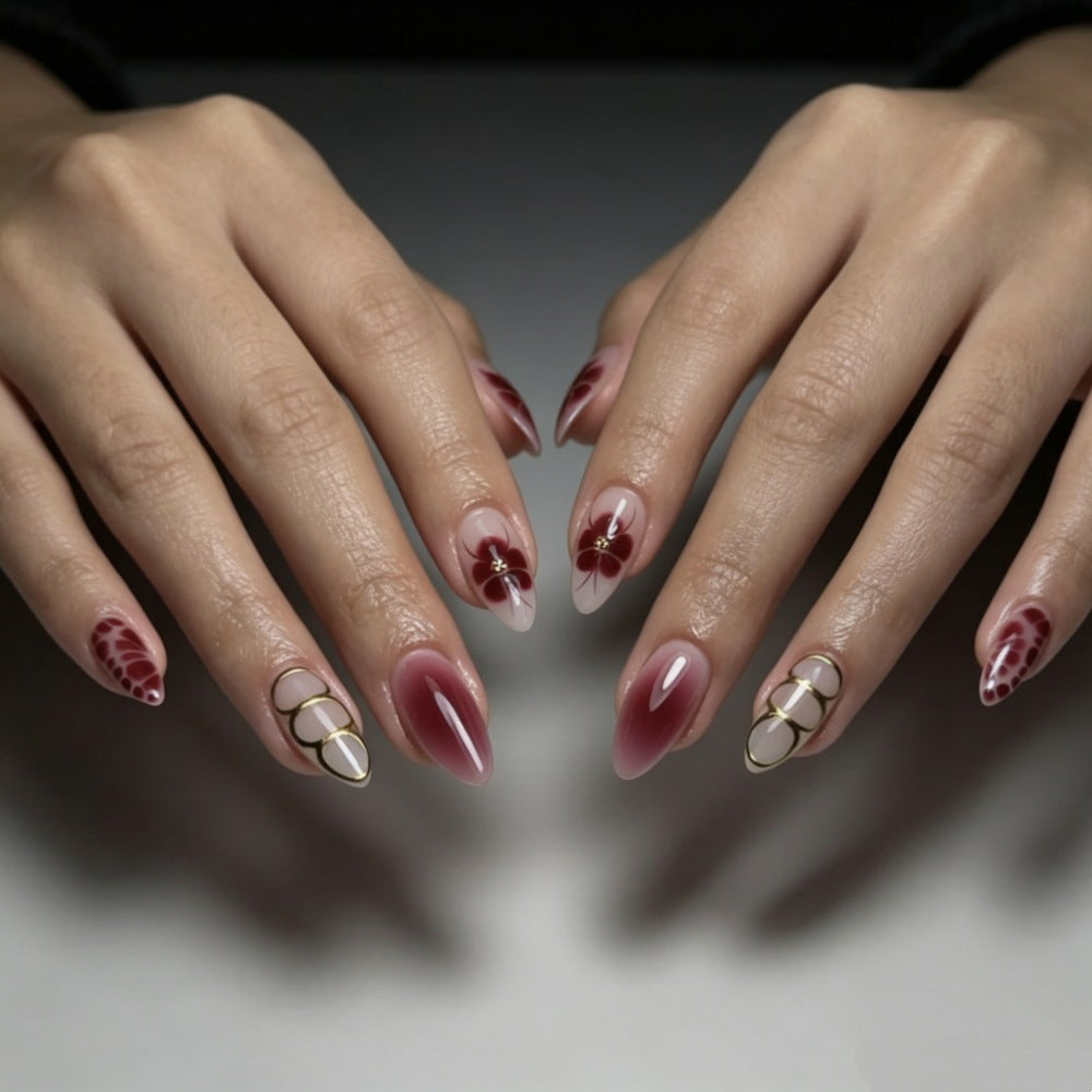 Artistic Press-On Nail Set with Celestial Design Stornfield