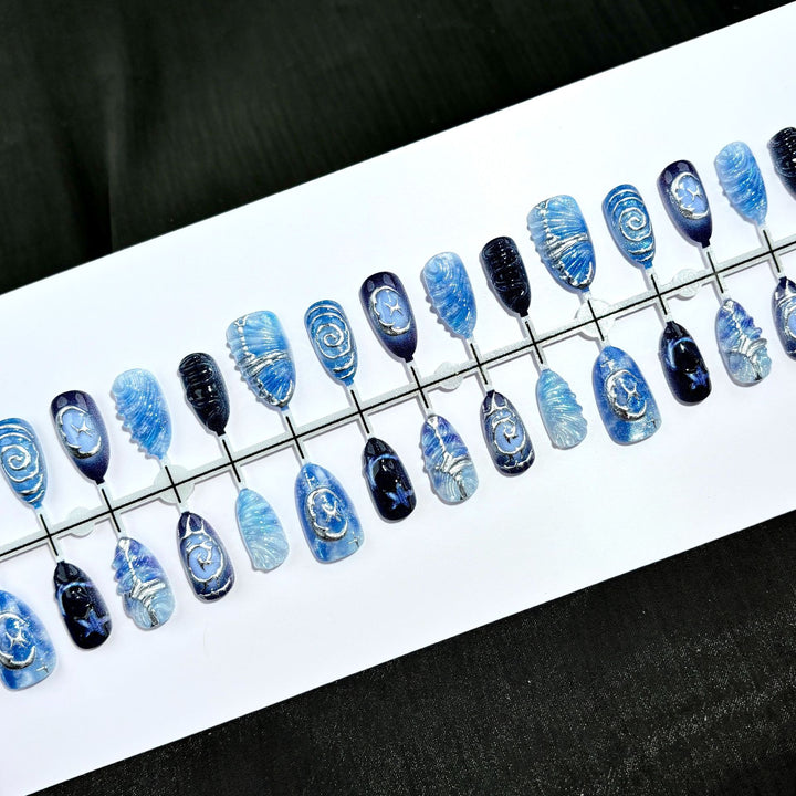 Marine-Themed Press-On Nail Art Set