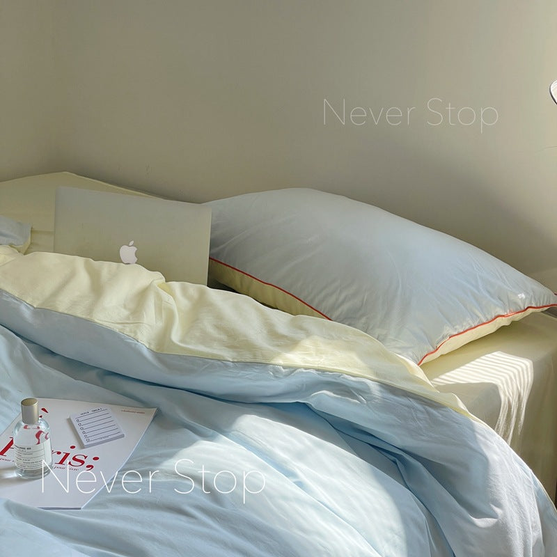 Premium cotton percale bedding set with reversible function and extra soft finish