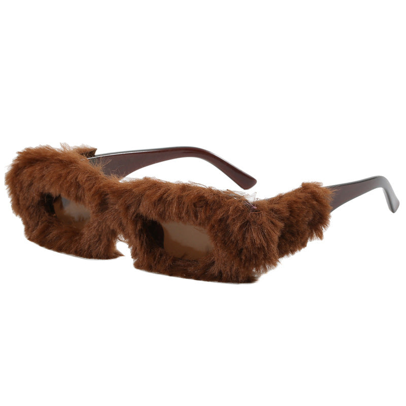 Ladies extravagant sunglasses with luxurious fur frame Stornfield