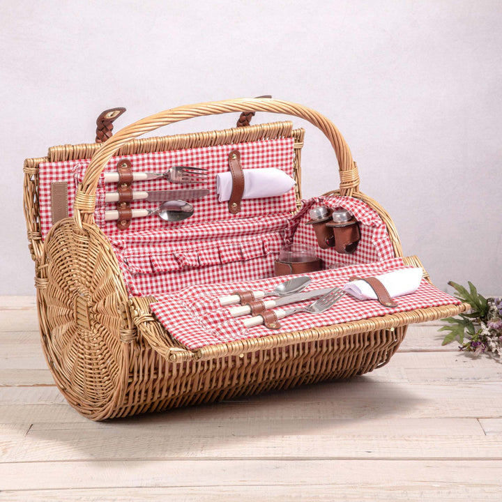 Women's picnic basket with integrated dish set and stylish gingham pattern Stornfield