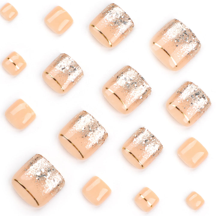 Elegant Artistic Nail Art with Glitter and Gold Accents Stornfield
