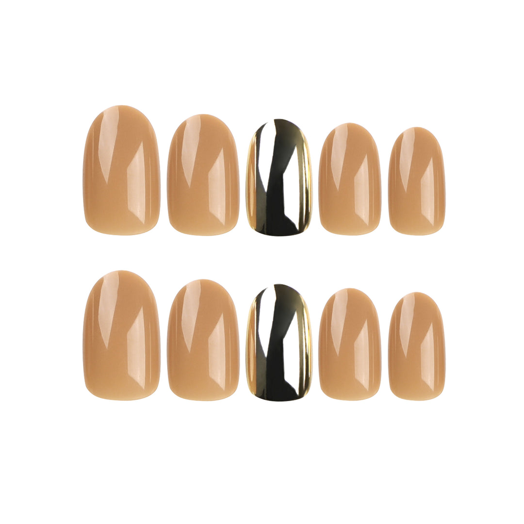 Luxurious artificial nails with metallic shiny accent Stornfield