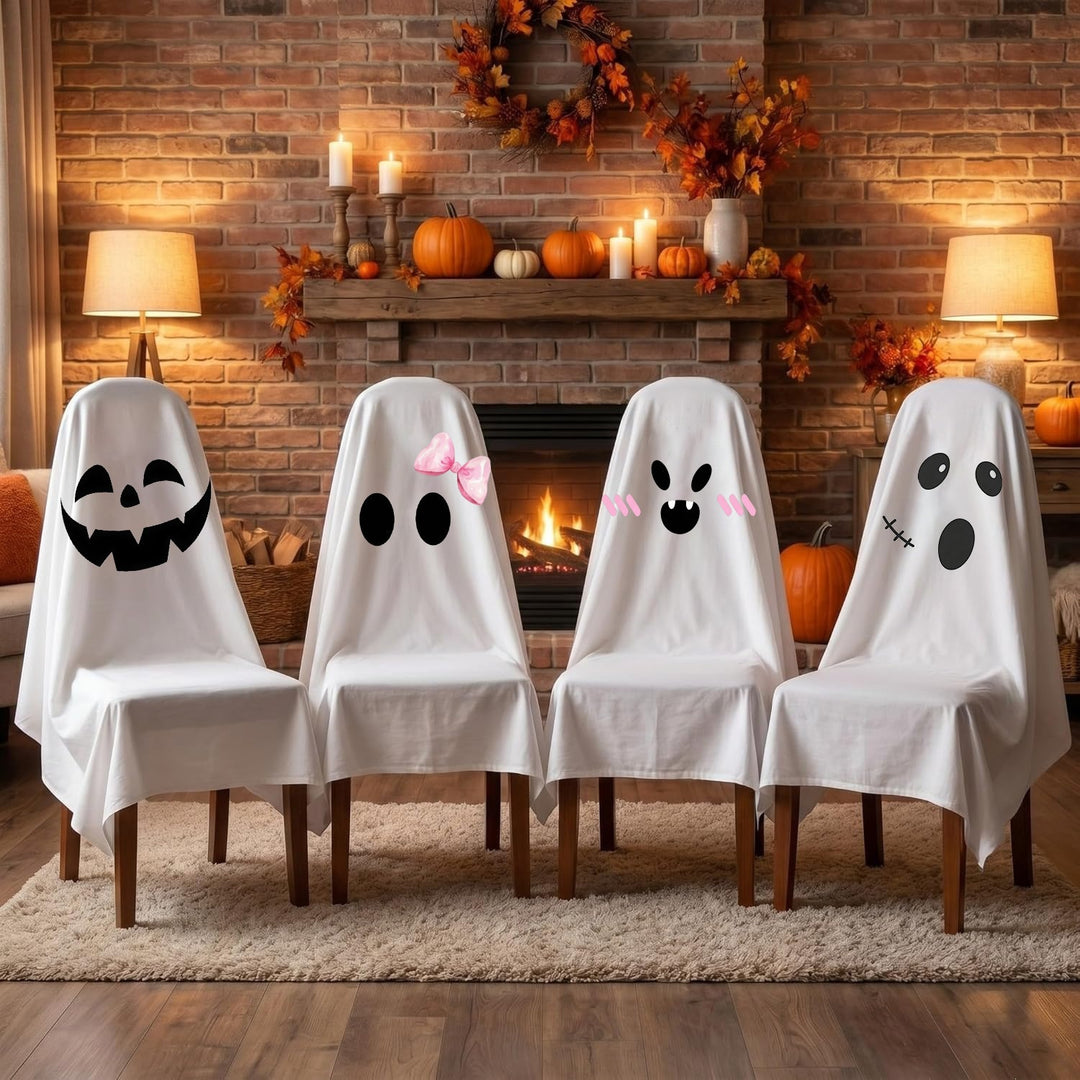 Ghost Throw Costume with Sewn-On Eyes and Bow Appliqué