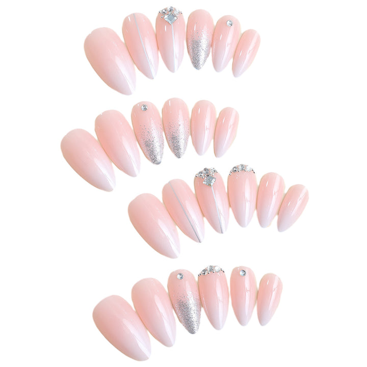 Artificial nail set with elegant glitter accents Stornfield