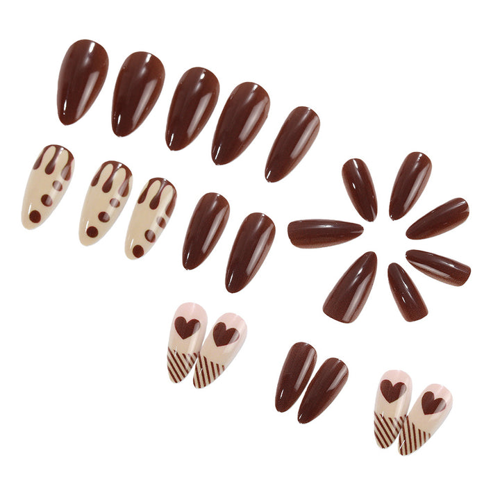 Artificial nails with creative heart and chocolate designs Stornfield
