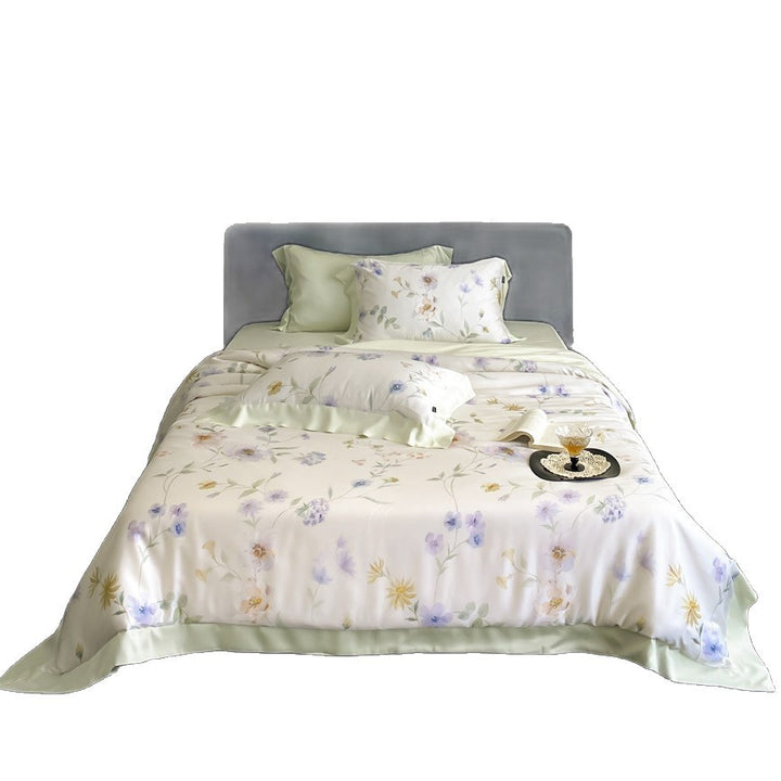 Luxurious cotton satin bedding set with watercolor marble print and fine hem edge