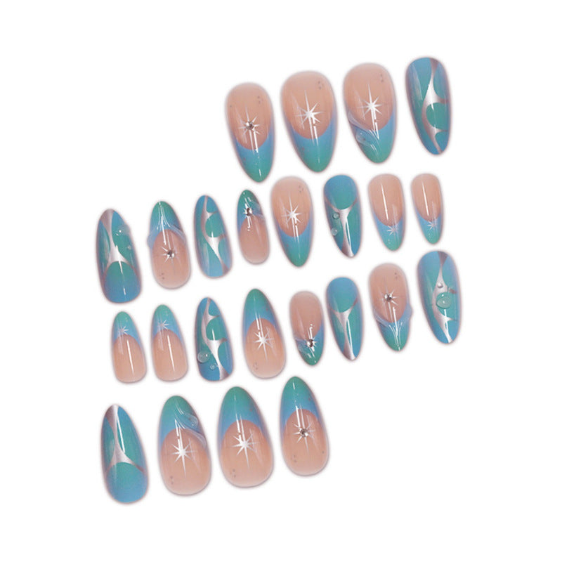 Artistic Stiletto Press-On Nails with Metallic Accents Stornfield