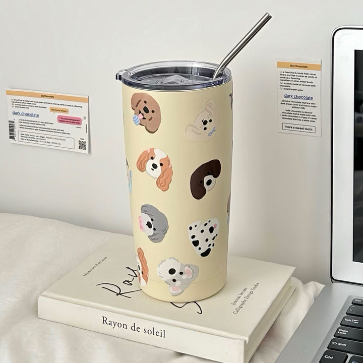 Women's insulated drinking cup with secure silicone lid and fun dog design Stornfield