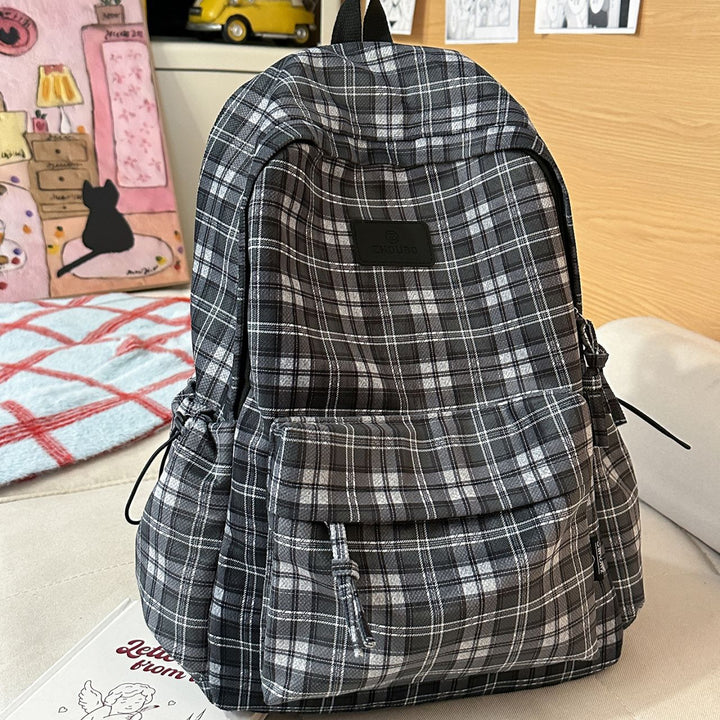 Stylish Plaid Patterned Backpack Stornfield