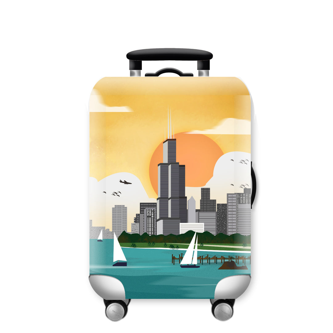 Unisex Hard Shell Travel Suitcase with Urban Skyline Design Stornfield