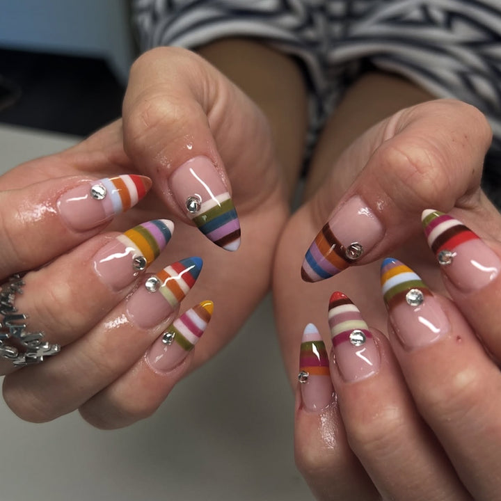 Artificial Nails in Modern Stripe Design Stornfield