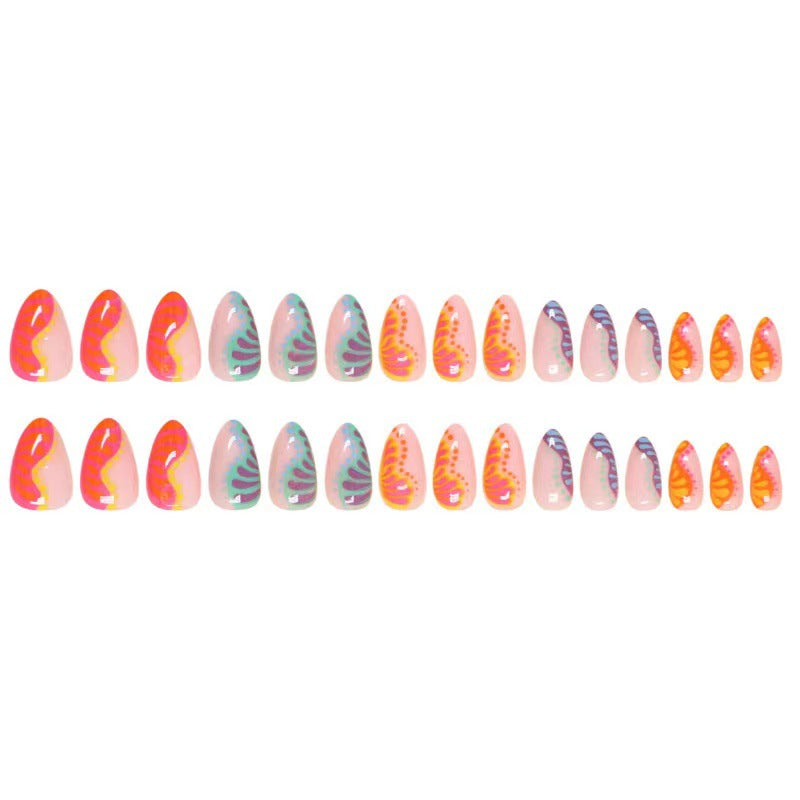 Art nail set with colorful gradient and creative designs Stornfield