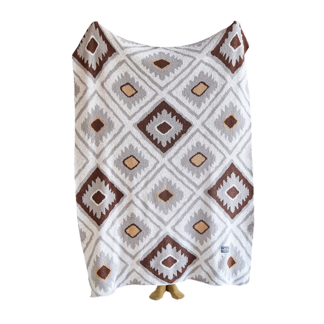 Oversized Plush Geometric Sherpa Throw Blanket