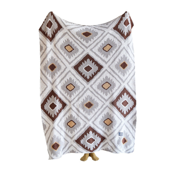 Oversized Plush Geometric Sherpa Throw Blanket