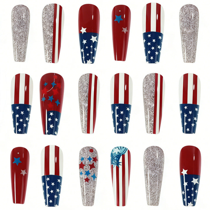 Festive artificial nails with patriotic motifs Stornfield
