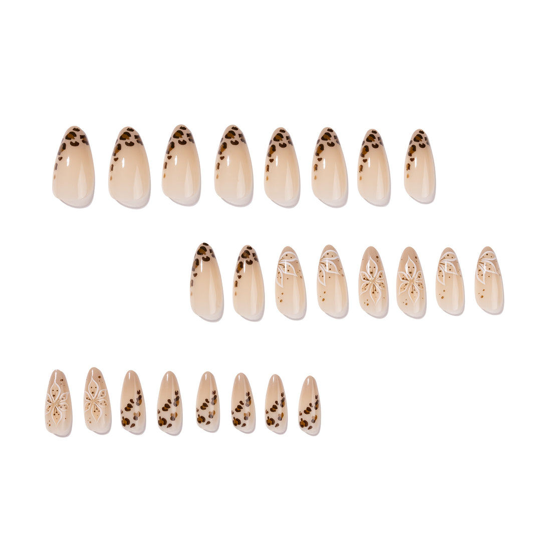Elegant artificial nails with floral design and Stornfield accents