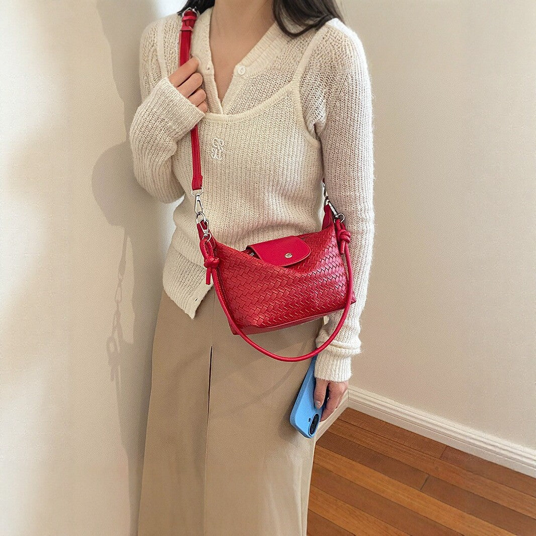 Textured Weave Crossbody Bag