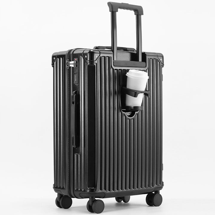 Unisex Travel-Friendly Hard Shell Suitcase with Integrated Beverage Holder Stornfield