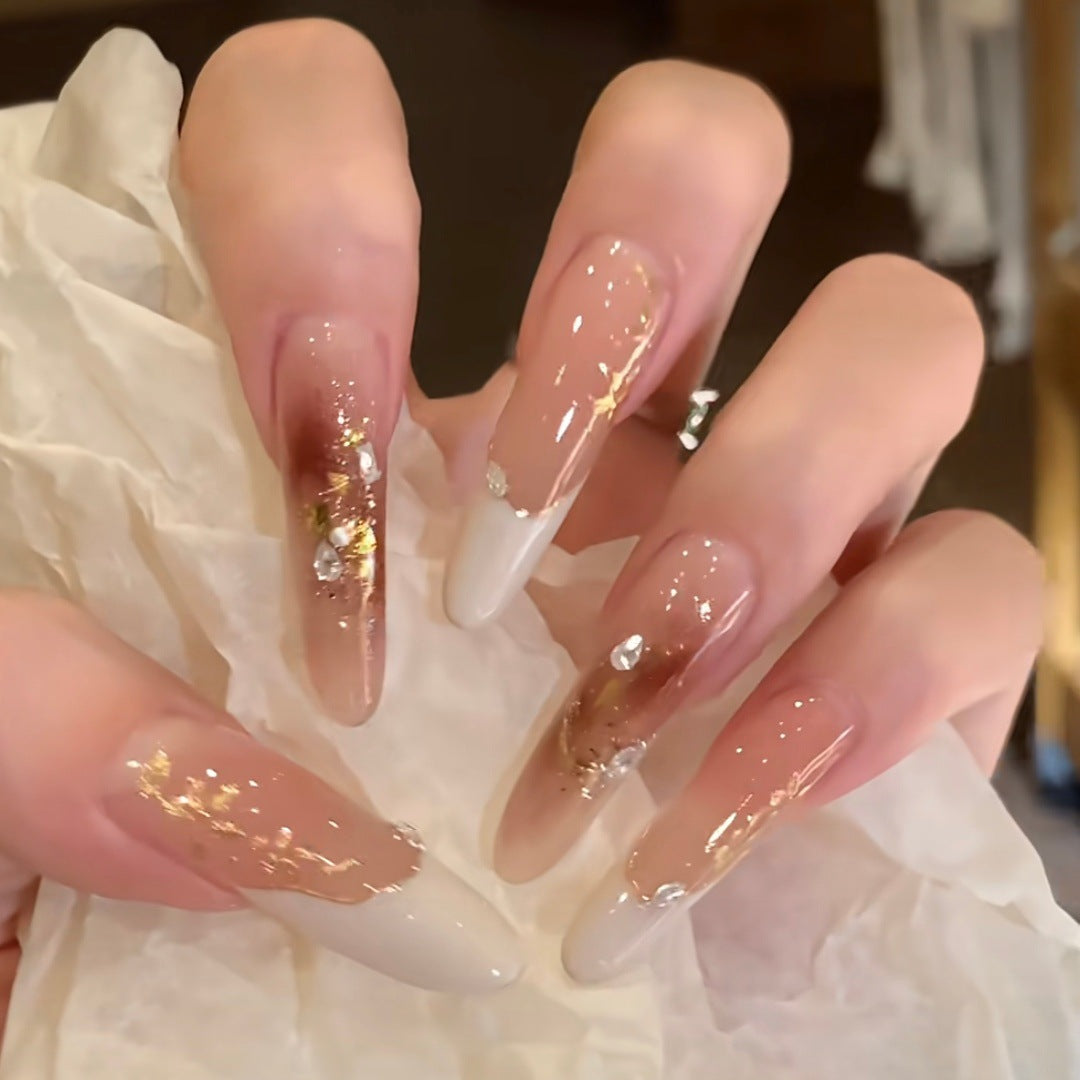 Elegant Stiletto Press-On Nail Set with Floral and Glitter Design Stornfield